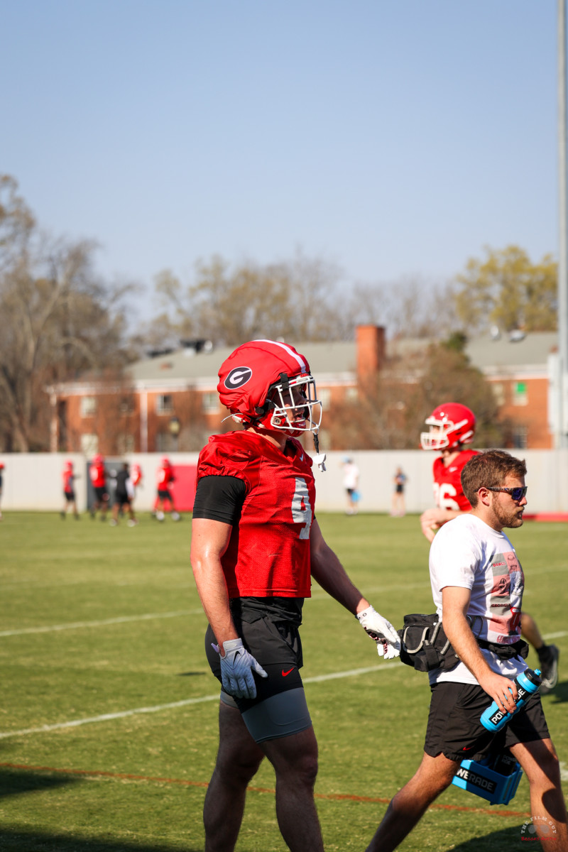 TE, Oscar Delp goes through individual periods during spring practice | Photo - Brooks Austin 